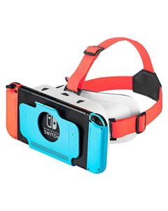 DEVASO VR Headset Compatible with Nintendo Switch & Nintendo Switch OLED, Upgraded with Adjustable 3D Lenses, Virtual Reality Glasses for Nintendo Switch/OLED, Switch VR Kit