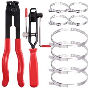 Swpeet 10Pcs CV Joint Boot Clamp Pliers with CV Boot Clamps Kit, Ear Boot Tie Pliers, Car Band Tool Kit, Automotive Hose Axle Plier CV Clamp Tool CV Joint Banding Tools for Most Cars