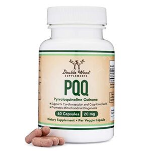 PQQ Supplement - 20mg, 60 Capsules (Pyrroloquinoline Quinone) Promotes Mitochondria ATP Coenzyme Levels, Energy Optimizer and Sleep Quality Support by Double Wood Supplements