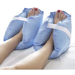 DMI Heel Cushion Protector Pillow to Relieve Pressure from Sores and Ulcers, Foot Pillow, Adjustable in Size, Blue, White, Sold as a Set of 2