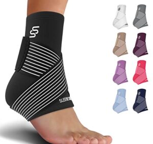 Sleeve Stars Ankle Brace for Plantar Fasciitis Relief, Ankle Wrap for Sprained Ankle, Ankle Brace for Women & Men, Heel Brace for Heel Pain w/ Ankle Support Strap & Heel Protectors Sleeve (Single/Black)
