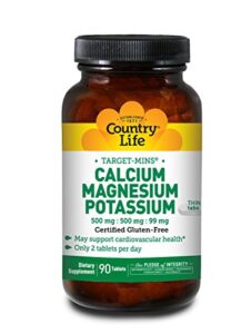 Country Life Target-Mins Calcium Magnesium Potassium 500mg/500mg/99mg - 90 Tablets - Cardiovascular Health Support