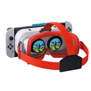 DEVASO VR Headset for Nintendo Switch OLED Model/Nintendo Switch 3D VR (Virtual Reality) Glasses, Switch VR Labo Goggles Headset for Nintendo Switch (Red&White)