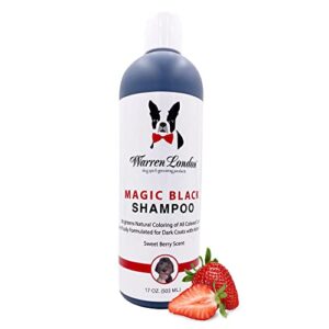 Warren London Magic Black Dog Shampoo | Brightens Any Dog Coat | Formulated for Darker Dog Coats | Puppy and Cat Safe Grooming Supplies | Berry Scent | Made in USA | 17oz