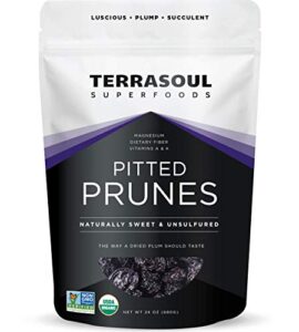Terrasoul Superfoods Organic Dried Plums Pitted Prunes, 1.5 Lbs - Fiber | Vitamin K | Preservative Free