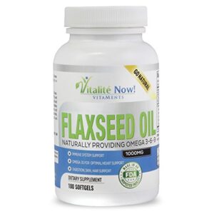 Best Organic Flaxseed Oil Softgels - 1000mg Premium, Virgin Cold Pressed from Flax Seeds - Hair Skin & Nails Support - Omega 3-6-9 Supplement - 100 Count - More Than 3 Month Supply!