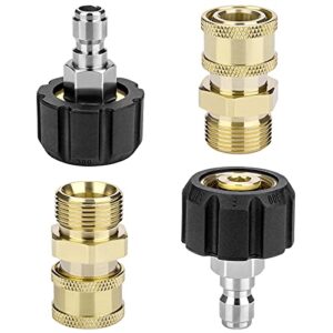 Pressure Washer Adapter Set, 2 Pair M22 Pressure Washer Quick Connect, M22 (M22-14MM) to 1/4'' Quick Connect Couplers, Hose Adapter for Power Washer Hose, 5000 PSI