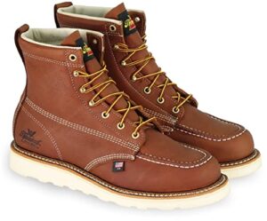 Thorogood American Heritage 6” Moc Toe Work Boots For Men - Premium Breathable Non-Safety Toe Leather Boots with Slip-Resistant MAXWear Wedge Outsole; ASTM Rated, Tobacco - 9.5 W US