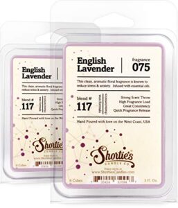 Shortie's Candle Company Pure English Lavender Wax Melts Multi Pack - Formula 117-2 Highly Scented Bars - Made with Essential & Natural Oils - Flower & Floral Air Freshener Cubes Collection