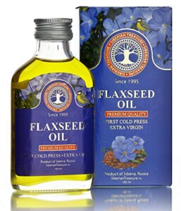 Siberian Flaxseed Oil, Premium Quality, Extra Virgin, First Cold Press Flaxseed Oil, 100 ml (3.4 Fl Oz)