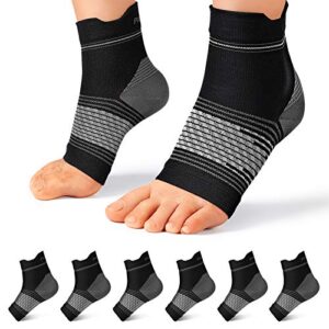 Plantar Fasciitis Sock (6 Pairs) for Men and Women, Compression Foot Sleeves with Arch and Ankle Support (Black, Large)