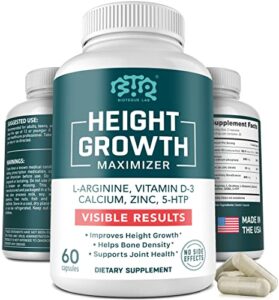 Height Growth Maximizer - Made in USA - Calcium, Vitamin D3 & Zinc Blend to Grow Taller - Height Growth Pills for Kids & Adults - Bone Strength & Density Support - Height and Bone Growth Supplement