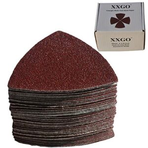 XXGO Triangular Oscillating Multi Tool Sanding Pads 3-1/8 Inch 80mm Assorted Grit 60/80/100/120/240 Grits Pack of 55 Pcs No.XG5501