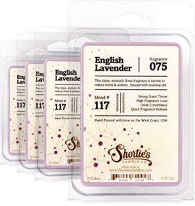 Shortie's Candle Company Pure English Lavender Wax Melts Bulk Pack - Formula 117-4 Highly Scented Bars - Made with Essential & Natural Oils - Flower & Floral Air Freshener Cubes Collection