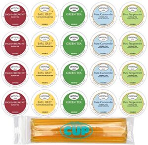 Twinings Tea Sampler Keurig K Cups Assortment 20 Count with 10 By The Cup Honey Sticks