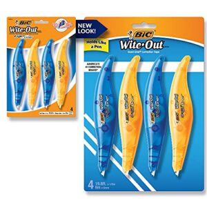 BIC Wite-Out Brand Exact Liner Correction Tape, White Correction Tape, Grip Zone Provides Comfort and Control, 4-Count