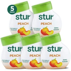 Stur Liquid Water Enhancer | Peach | Sweetened with Stevia | High in Vitamin C & Antioxidants | Sugar Free | Daily Hydration & Workout Recovery | Zero Calories | Keto | Vegan 1.62 Fl Oz (Pack of 5)