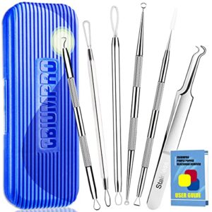 Blackhead Remover Tools, Pimple Popper Tool Kit, 6 Pack Professional Comedones Extractor Acne Removal Kit for Blemishs, Whitehead Popping, Zit Removing for Nose Face - with Organized Case