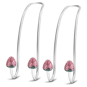 【2022 Upgraded】 Car Hooks Decorations, 2 Pcs Bling Strawberry Shape Purse Hook Hangers, Auto Hooks Car Hangers and Durable Backseat Holder, Storage Universal for SUV Truck Vehicle (Pink)