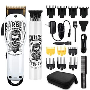 BESTBOMG Hair Clippers & Trimmer T-Blade Cordless Hair Haircut Sets, Hair Haircut with Ceramic Blade Rechargeable 2000mAh/1200mAh with 10 Guide Combs & for Men/Father/Husband/Boyfriend