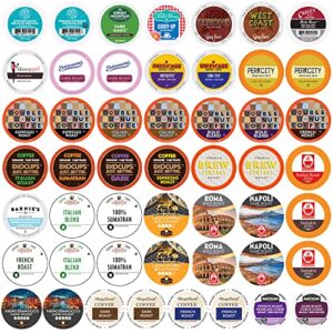 Perfect Samplers Dark Roast Coffee Pods Variety Pack Sampler, Assortment Of Extra Bold Single Serve Pods For K Cup Brewers, 50 Count