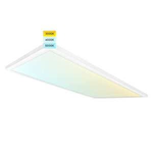 LUXRITE 2x4 FT Surface Mount LED Flat Panel Light, 3 Color Selectable 3000K - 5000K, 5000 Lumens, 0-10V Dimmable, Flush Mount Bracket Included, 120-277V, Damp Rated, UL Certified, DLC Listed