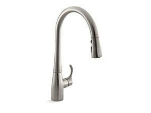 KOHLER 596-VS Simplice Pull Down Kitchen Faucet, High Arch, Vibrant Stainless
