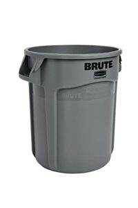 Rubbermaid Commercial Products FG262000GRAY Brute Heavy-Duty Round Trash/Garbage Can, 20-Gallon, Gray