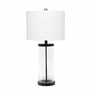 Elegant Designs LT3323-BLK Modern Coastal Style Enclosed Clear Glass Metal Table Lamp, Black
