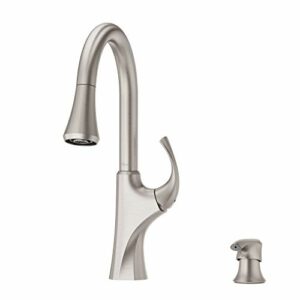 Pfister F-529-7MRGS Miri 1-Handle Easy Install Pull-Down Kitchen Faucet with Soap Dispenser, Spot Defense Stainless Steel