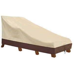 Vailge Waterproof Patio Chaise Lounge Cover, 600D Heavy Duty Outdoor Lounge Chair Covers,UV Resistant Patio Furniture Covers,Medium,Beige & Brown