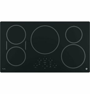 GE 36-Inch Cooktop with 5 Induction | Pan Size Sensors, SyncBurners, Red LED Display, Kitchen Timer, 3,700-Watt Element | ADA Compliant Fits Guarantee | PHP9036DJBB model