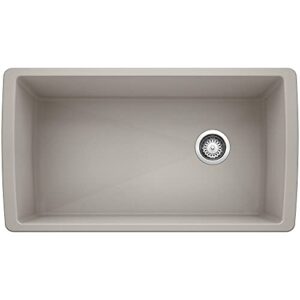 BLANCO, Concrete Gray 442752 DIAMOND SILGRANIT Super Single Undermount Kitchen Sink, 33.5