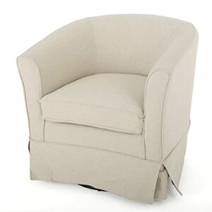 Christopher Knight Home Cecilia Swivel Chair with Loose Cover, Natural Fabric, Dimensions: 28.74”D x 27.50”W x 27.17”H