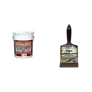 Ready Seal 505 Exterior Stain and Sealer for Wood, 5-Gallon, Light Oak & Linzer 3121 0400 Stain Waterproofing Brush, 4 in.