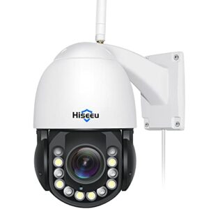 Hiseeu Wireless 30X Optical Zoom Camera 3MP PTZ Camera Outdoor Two Way Audio 250ft Night Vision with Floodlight, Sound&Light Alarm High Speed Dome Security Camera Humanoid Detection