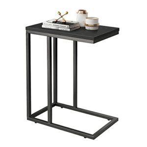 WLIVE Snack Side Table, C Shaped End Table for Sofa Couch and Bed, Black