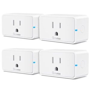 Govee Smart Plug, WiFi Bluetooth Outlets 4 Pack Work with Alexa and Google Assistant, 15A WiFi Plugs with Multiple Timers, Govee Home APP Group Control Remotely, No Hub Required, ETL&FCC Certified