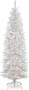 National Tree Company Artificial Pre-Lit Slim Christmas Tree, White, Kingswood Fir, White Lights, Includes Stand, 7 Feet