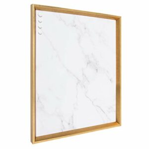 Kate and Laurel Calter Framed Decorative Magnetic Bulletin Board with Classic Glam Cararra Marble Design, 21.5x27.5, Gold