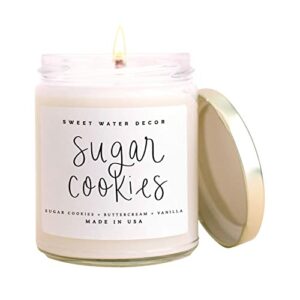 Sweet Water Decor Sugar Cookies Candle | Buttercream Frosting and Vanilla Winter Holiday Scented Soy Candles for Home | 9oz Clear Jar, 40 Hour Burn Time, Made in the USA