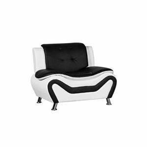Pemberly Row Faux Leather Club Chair in Black and White