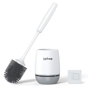 Lefree Silicone Toilet Brush,Household Toilet Bowl Brush and Holder Set,Toilet Cleaner Brush,Wall Mounted Toilet Scrubber Without Drilling