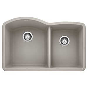 BLANCO, Concrete Gray 442745 DIAMOND SILGRANIT 60/40 Double Bowl Undermount Kitchen Sink, 32