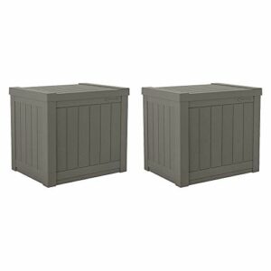 Suncast SS500ST 22 Gallon Small Resin Outdoor Patio Storage Deck Box (2 Pack)