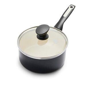 GreenPan Rio Healthy Ceramic Nonstick 2QT Saucepan Pot with Lid, PFAS-Free, Dishwasher Safe, Black