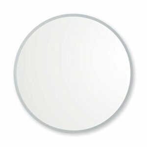 Better Bevel 30” x 30” Grey Rubber Framed Mirror | Round Bathroom Wall Mirror