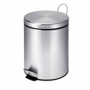 Honey-Can-Do Mini Stainless Steel Trash Can with Lid and Foot Pedal TRS-01449 Silver