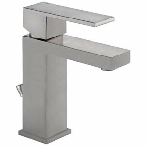 Delta Faucet Modern Single Hole Bathroom Faucet Brushed Nickel, Single Handle Bathroom Faucet, Drain Assembly, Stainless 567LF-SSPP