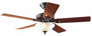 Hunter 22459 Astoria 52-Inch Single Light 5-Blade Ceiling Fan, New Bronze with 5 Walnut/Medium Oak Blades and Frosted Glass Light Bowl